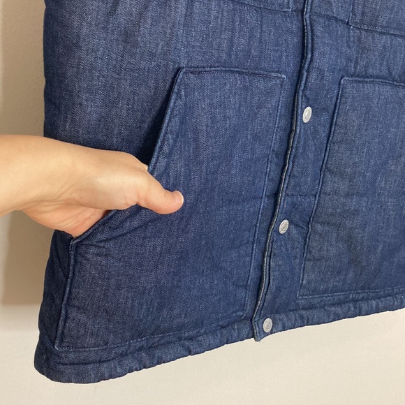 Levi's Vest Mens Medium Blue Denim Quilted Thermore Insulated Fleece Collar - Picture 7 of 16